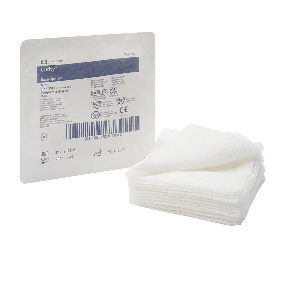 Curity� Sterile USP Type VII Gauze Sponge, 4 x 4 Inch, 12-Ply-Gauze Sponge Curity� 4 X 4 Inch 12-Ply Sterile 10 per Tray
