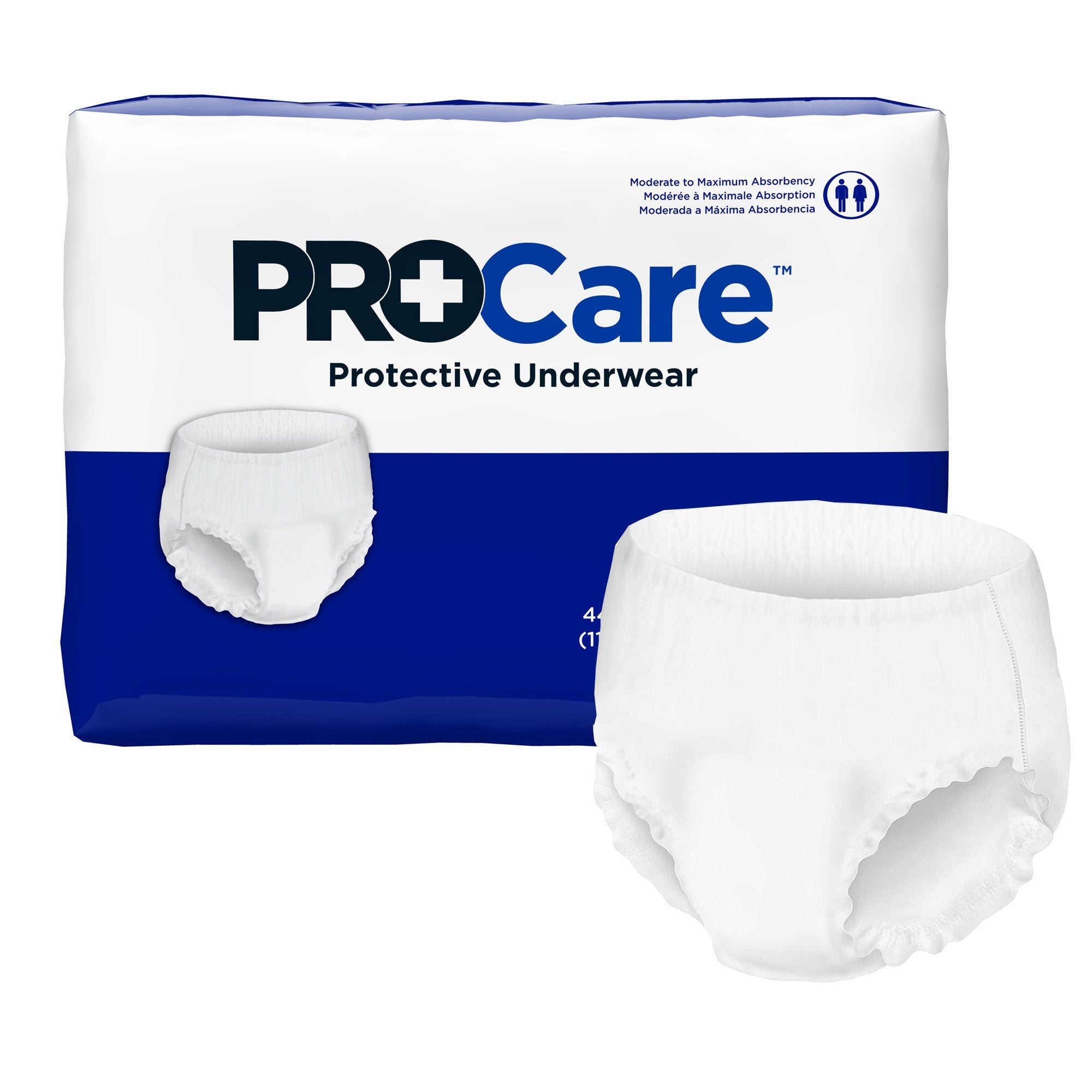 ProCare Moderate to Maximum Absorbent Underwear, Large-Unisex Adult Absorbent Underwear ProCare Pull On with Tear Away Seams Large Disposable Moderate Absorbency