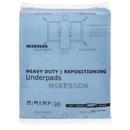 McKesson Heavy-Duty Repositioning Underpads, 30 x 42 in.-Disposable Underpad McKesson 30 X 42 Inch Super Absorbent Polymer Heavy Absorbency