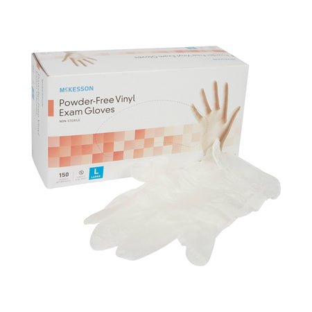McKesson Vinyl Exam Glove, Large, Clear-Exam Glove McKesson Large NonSterile Vinyl Standard Cuff Length Smooth Clear Not Rated