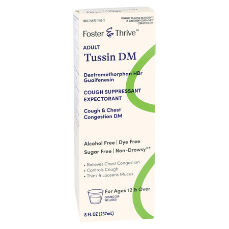 Foster & Thrive Adult Tussin DM Cold and Cough Relief-Cold and Cough Relief Foster & Thrive 50 mg - 5 mg / 5 mL Strength Syrup 8 oz.