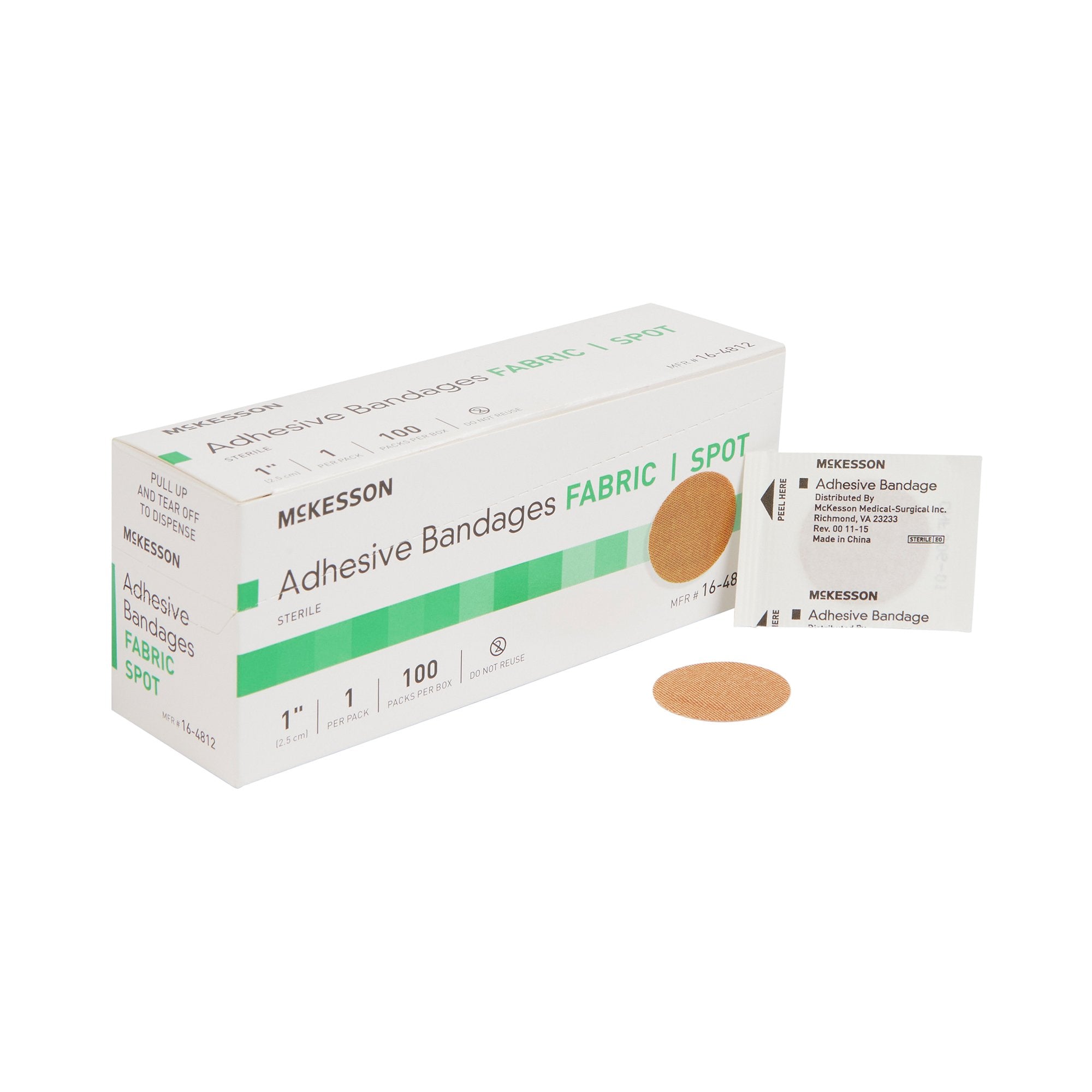 McKesson Round Tan Adhesive Spot Bandage, 1 Inch-Adhesive Spot Bandage McKesson 1 Inch Fabric Round Tan Sterile