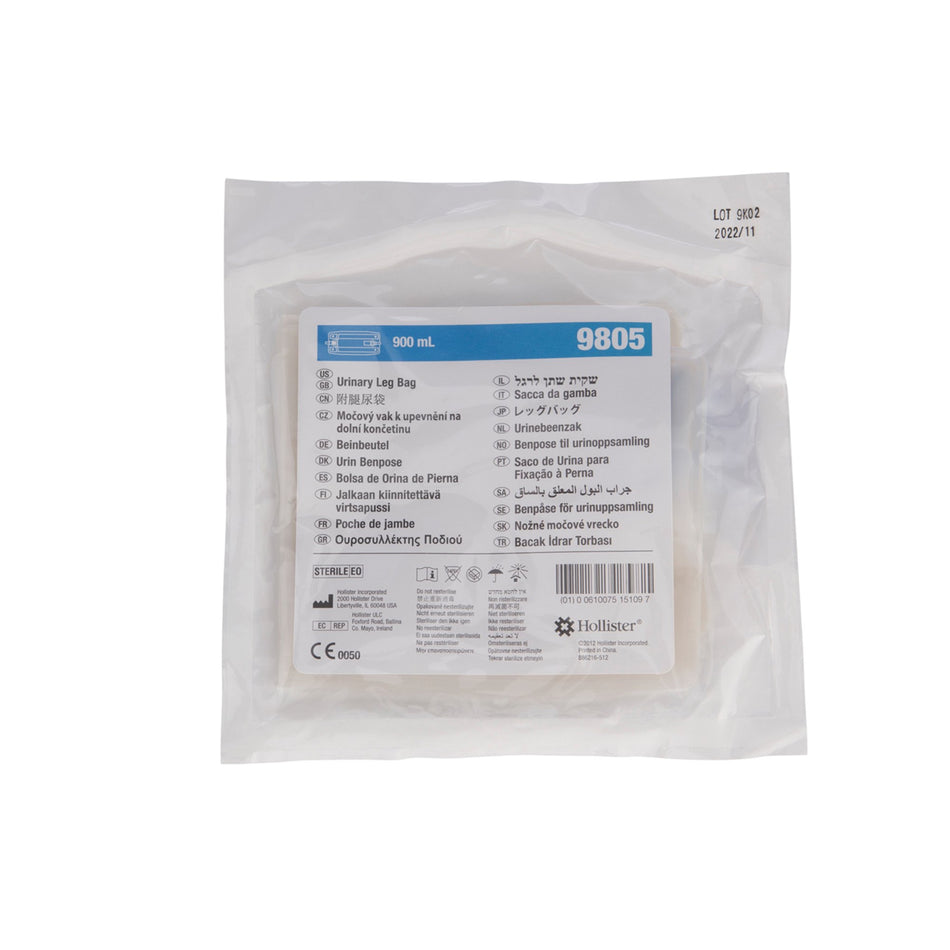 Hollister Urinary Leg Bag-Urinary Leg Bag Hollister Anti-Reflux Valve Sterile 900 mL Vinyl