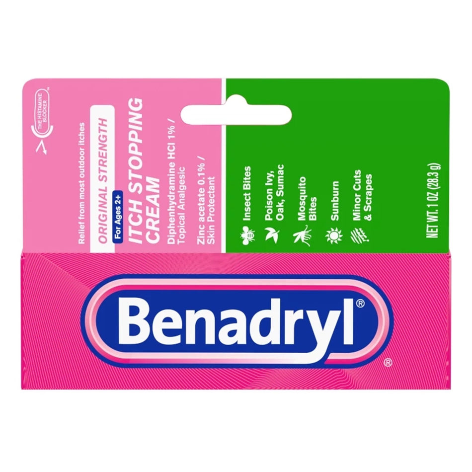 Benadryl Itch Stopping Cream-Itch Relief Benadryl 1% Strength Cream 1 oz. Tube
