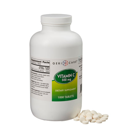 Geri-Care Ascorbic Acid Vitamin C Supplement-"Vitamin C Supplement Geri-Care Ascorbic Acid 500 mg Strength Tablet 1,000 per Bottle"