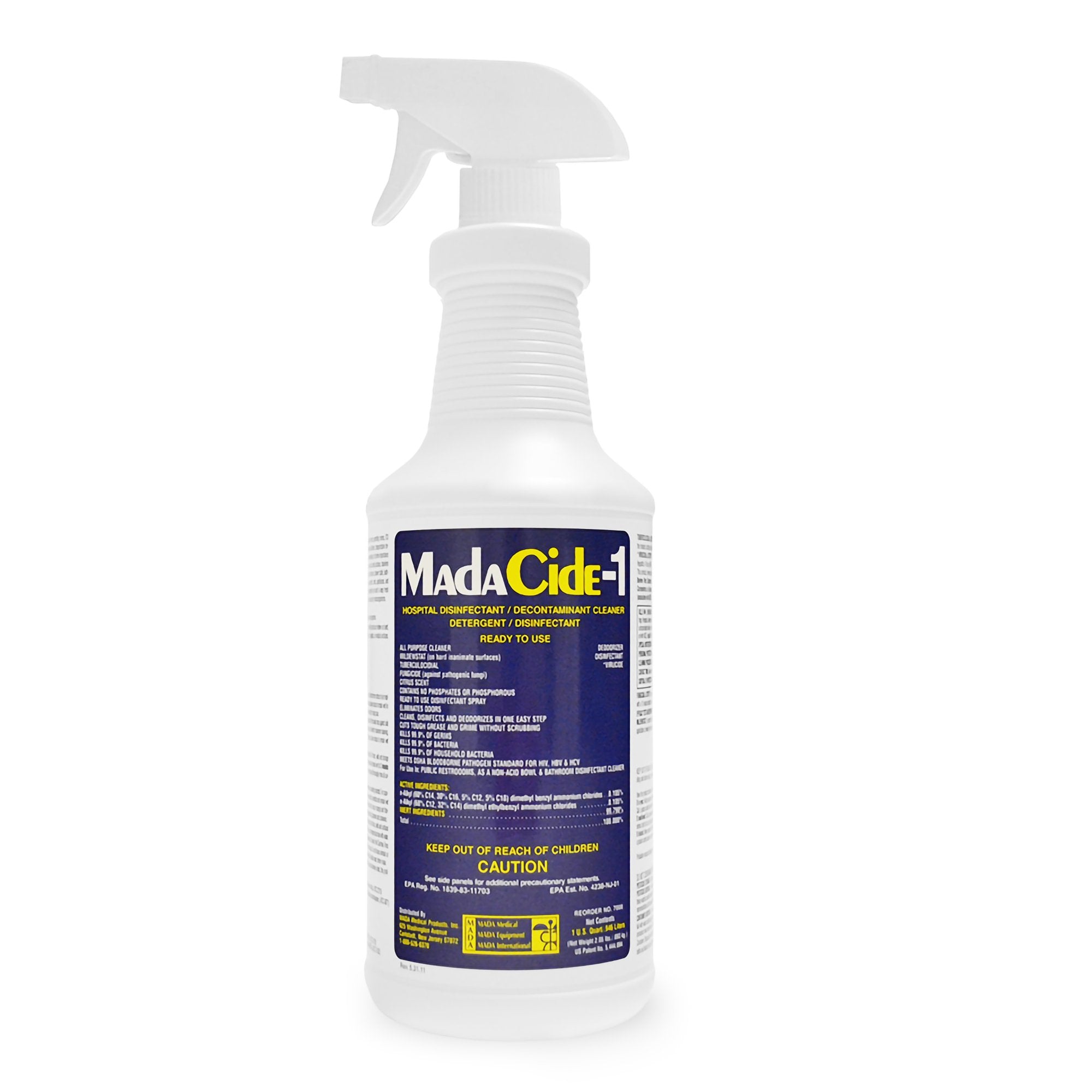 MadaCide-1 Surface Disinfectant Cleaner, 32 oz.-MadaCide-1 Surface Disinfectant Cleaner Broad Spectrum Pump Spray Liquid 32 oz. Bottle Scented NonSterile