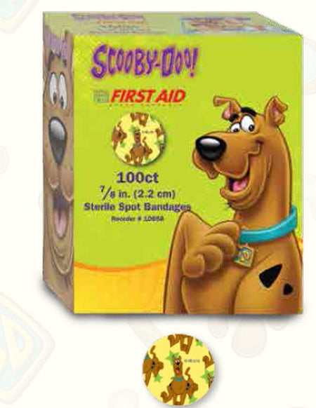 American White Cross Stat Strip Scooby-Doo Adhesive Spot Bandage, 7/8-Inch Diameter-Adhesive Spot Bandage American White Cross 7/8 Inch Plastic Round Kid Design (Scooby Doo) Sterile