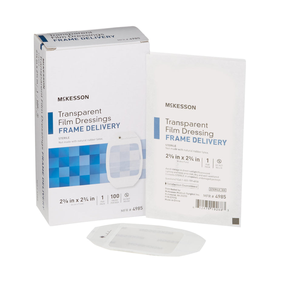 McKesson Octagonal Sterile Dressing with Frame-Style Delivery, 2-3/8 x 2-3/4 Inch, Transparent-Transparent Film Dressing McKesson 2-3/8 X 2-3/4 Inch Frame Style Delivery Octagon Sterile
