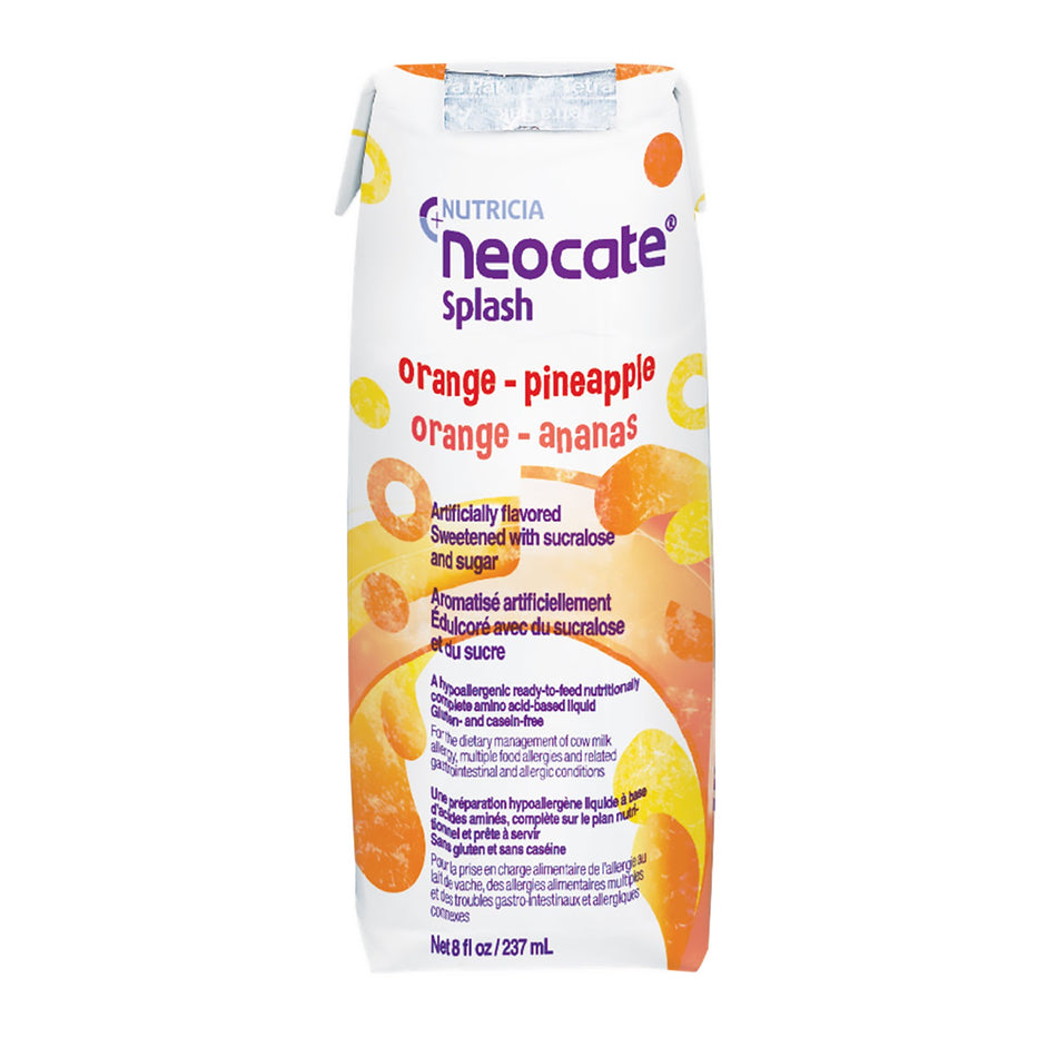 Neocate� Splash Hypoallergenic Ready-to-Feed Nutritionally Complete Amino Acid�based Liquid, Orange Pineapple, 8-ounce carton-Pediatric Oral Supplement Neocate� Splash Orange / Pineapple Flavor 8 oz. Carton Liquid Amino Acid Food Allergies