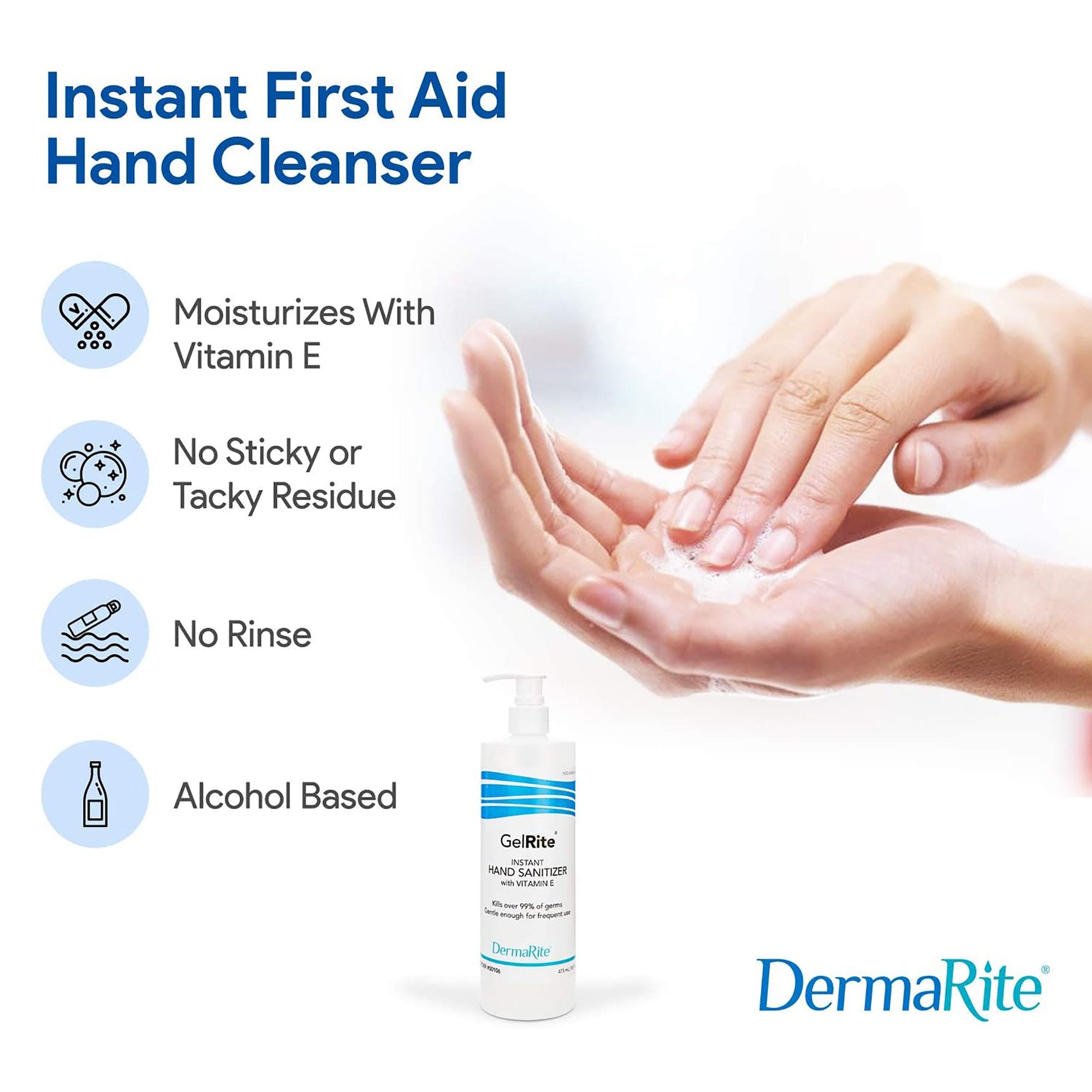 GelRite Hand Sanitizer-Hand Sanitizer GelRite 16 oz. Ethyl Alcohol Gel Pump Bottle