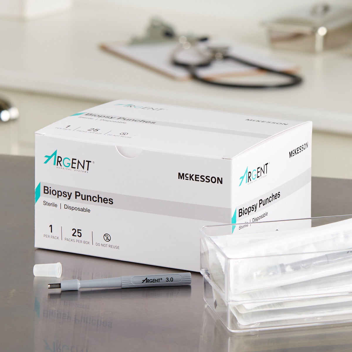 McKesson Argent Disposable Biopsy Punches, 3.0 mm-Biopsy Punch McKesson Argent Dermal 3 mm
