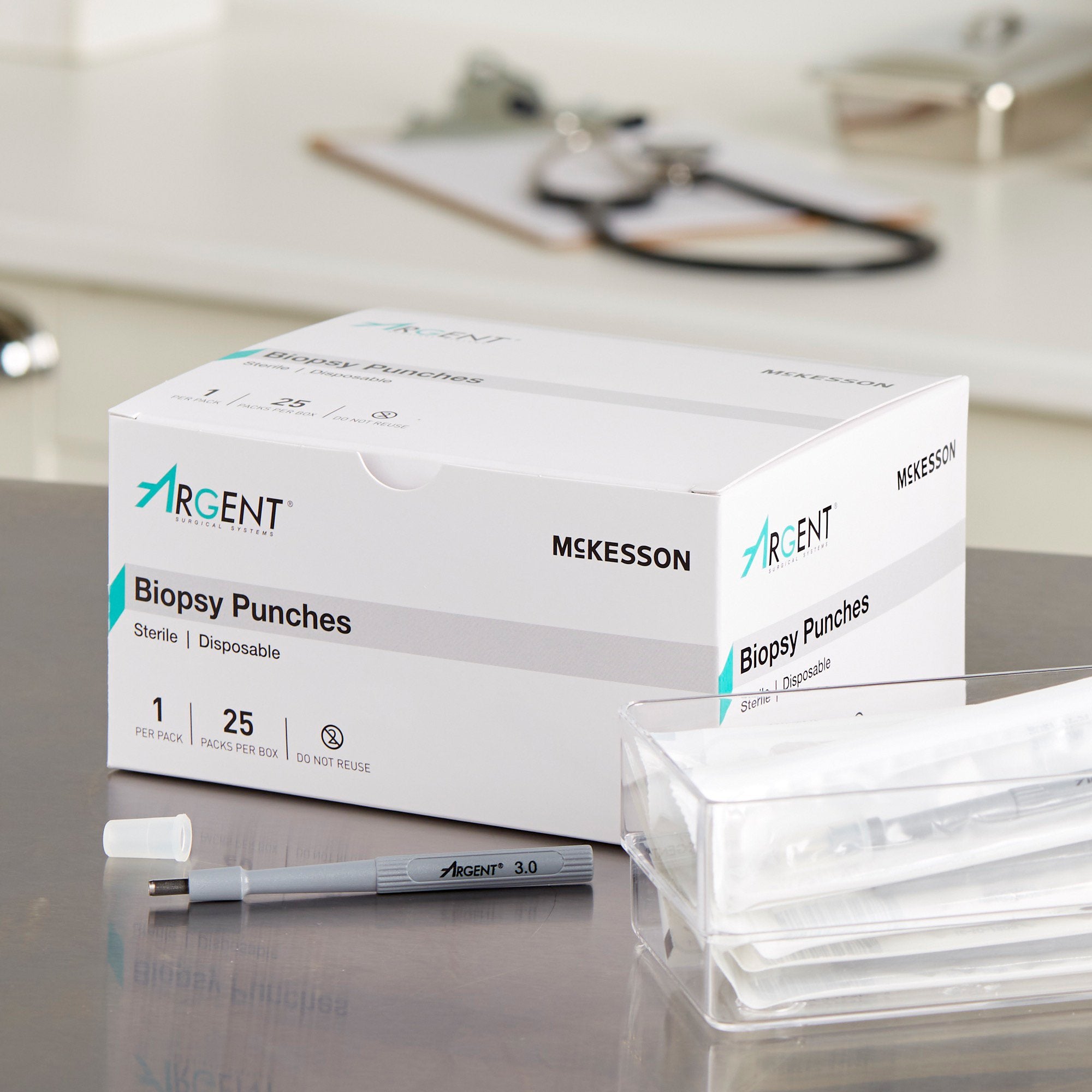 McKesson Argent Disposable Biopsy Punches, 3.0 mm-Biopsy Punch McKesson Argent Dermal 3 mm