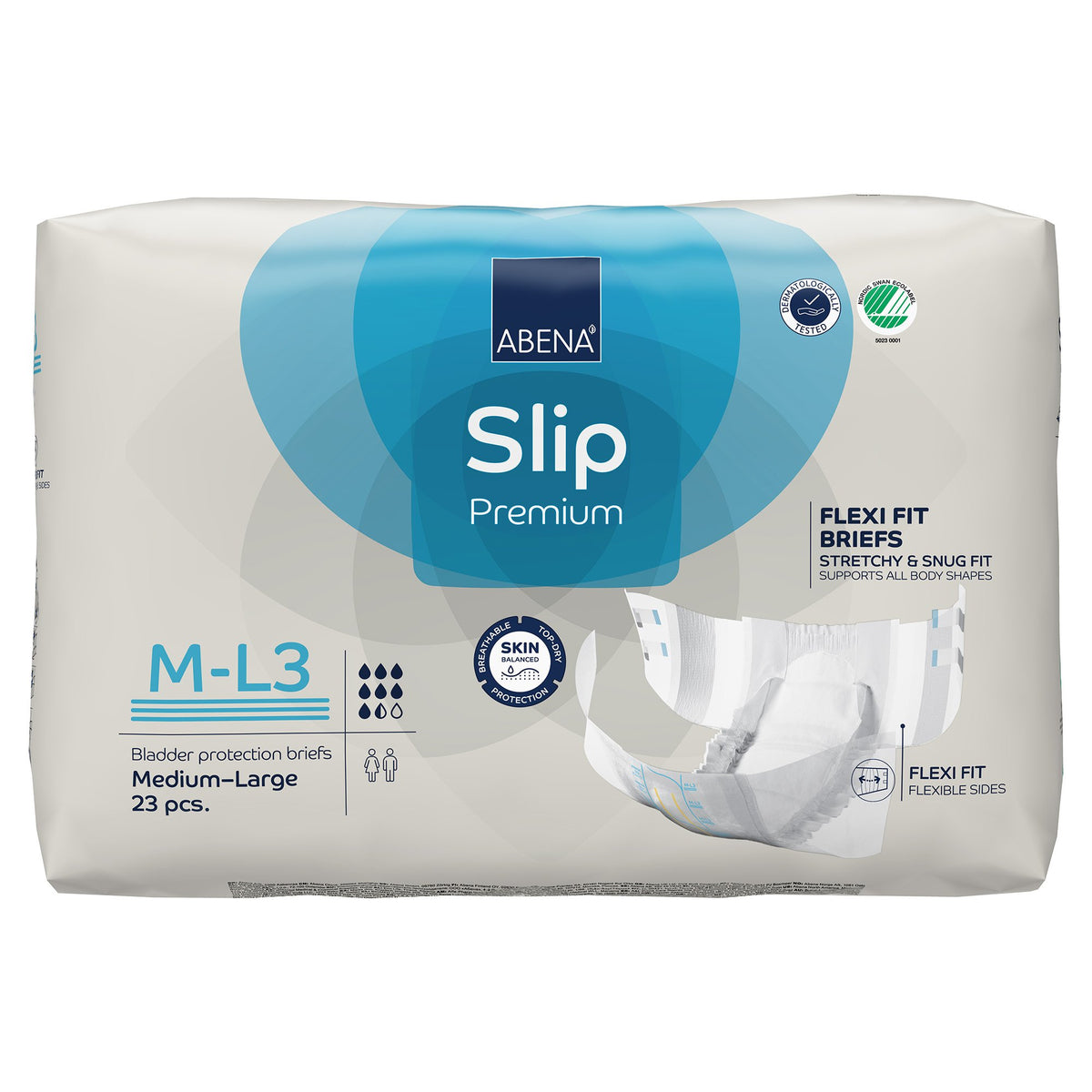 Abena Slip Premium Flexi Fit Incontinence Briefs, M-L3-Unisex Adult Incontinence Brief Abena Slip Flexi Fit Medium / Large Disposable Heavy Absorbency