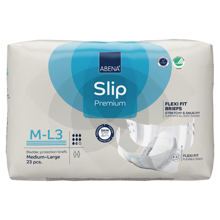 Abena Slip Premium Flexi Fit Incontinence Briefs, M-L3-Unisex Adult Incontinence Brief Abena Slip Flexi Fit Medium / Large Disposable Heavy Absorbency