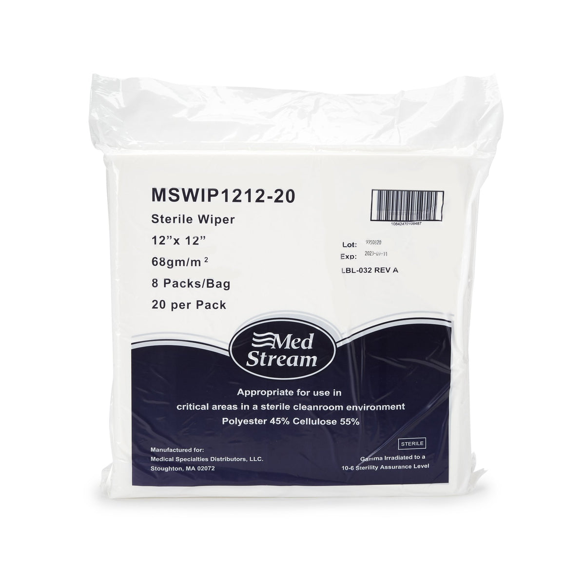 McKesson Cleanroom Wipes, 12 x 12 Inch-Cleanroom Wipe McKesson ISO Class 5 White Sterile Polyester / Cellulose 12 X 12 Inch Disposable