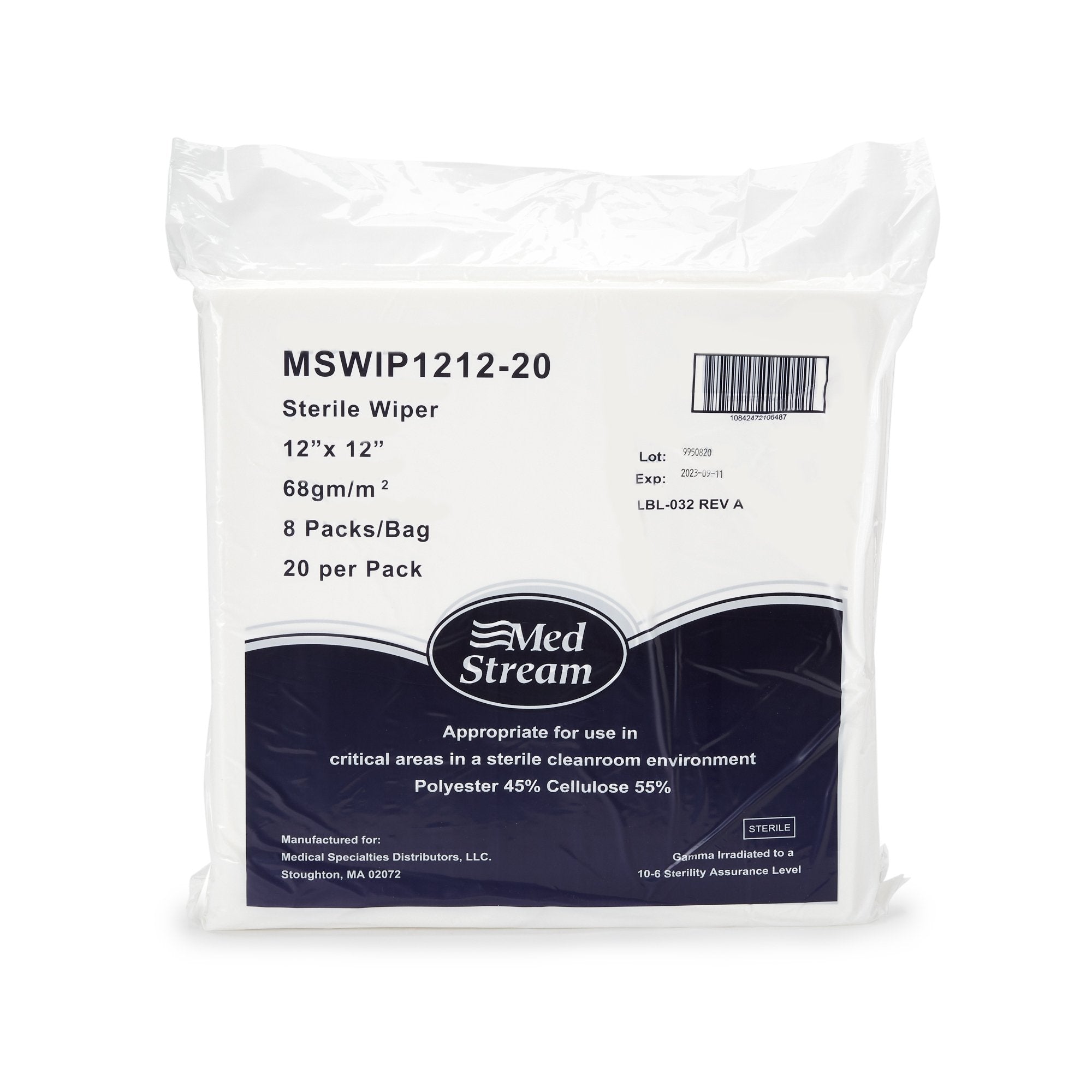 McKesson Cleanroom Wipes, 12 x 12 Inch-Cleanroom Wipe McKesson ISO Class 5 White Sterile Polyester / Cellulose 12 X 12 Inch Disposable