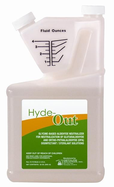 Hyde-Out OPA/Glutaraldehyde Neutralizer-OPA / Glutaraldehyde Neutralizer Hyde-Out RTU Liquid 32 oz. Bottle Single Use