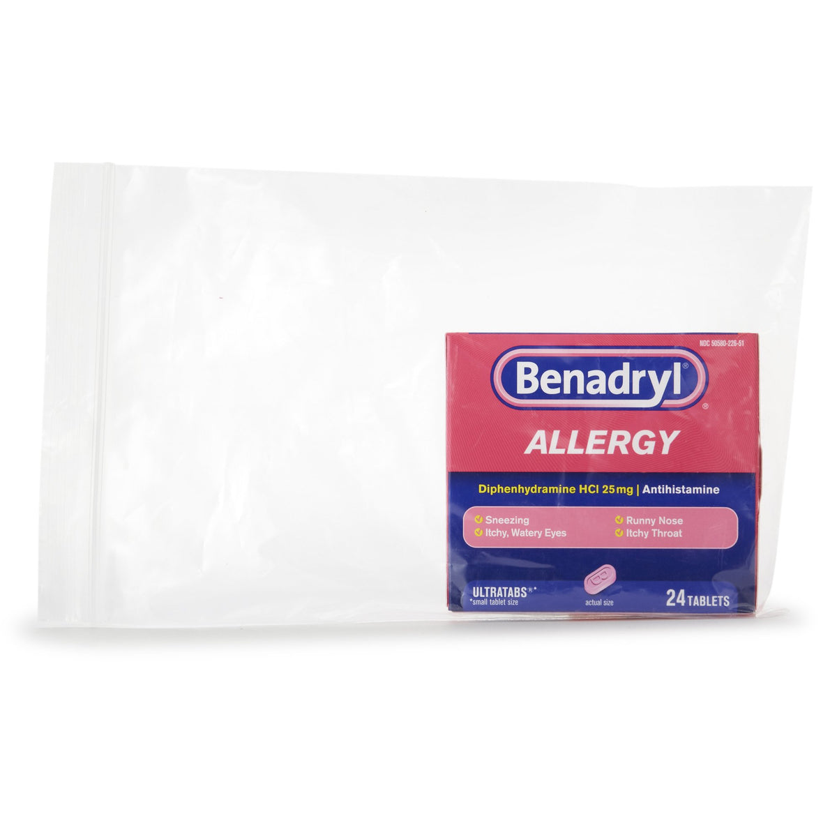Benadryl Diphenhydramine Allergy Relief-Allergy Relief Benadryl 25 mg Strength Tablet 24 per Box