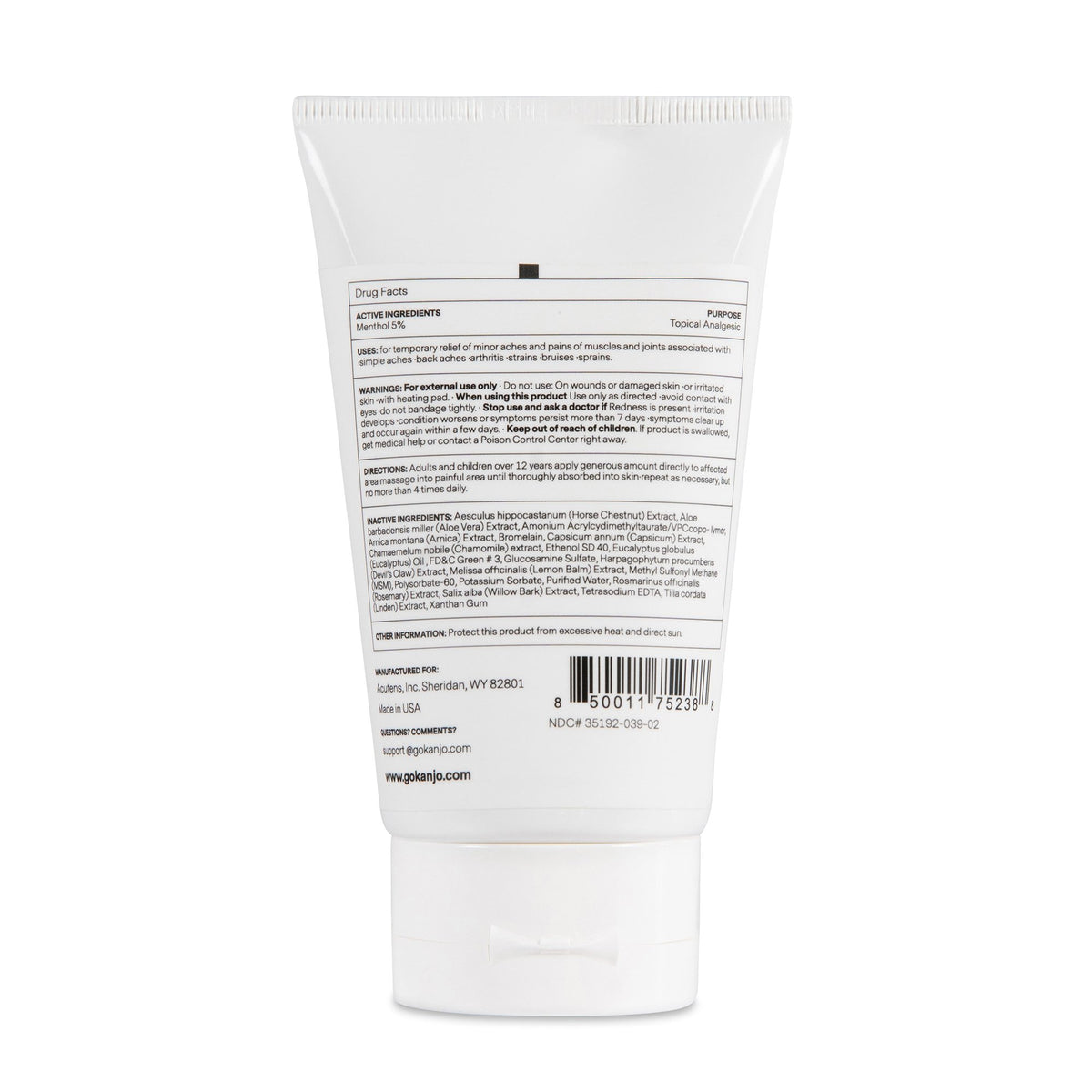 Kanjo Natural Pain Relief Gel, 4.2-ounce tube-Topical Pain Relief Kanjo 5% Strength Menthol Topical Gel 4.2 oz.