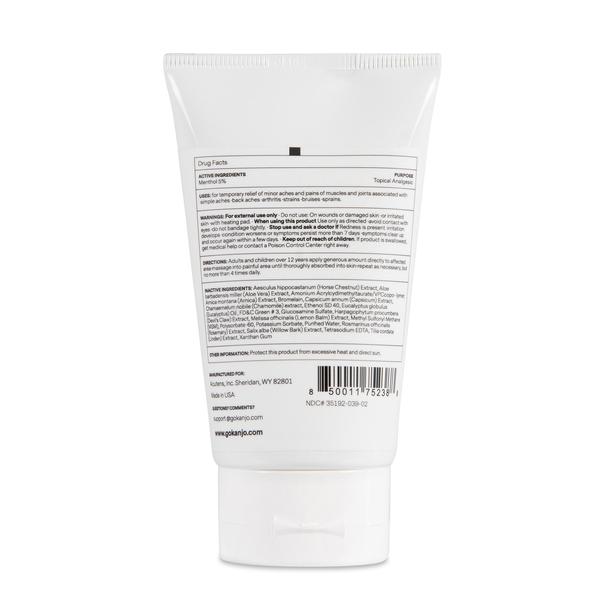 Kanjo Natural Pain Relief Gel, 4.2-ounce tube-Topical Pain Relief Kanjo 5% Strength Menthol Topical Gel 4.2 oz.