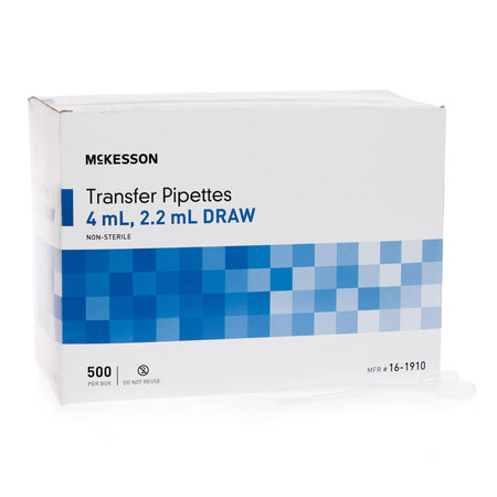 McKesson Transfer Pipette Tip, 3.9 mL, 2.2 mL Draw Volume-McKesson Transfer Pipette 3.9 mL Capacity 0.5 to 1 mL Graduation Increments NonSterile