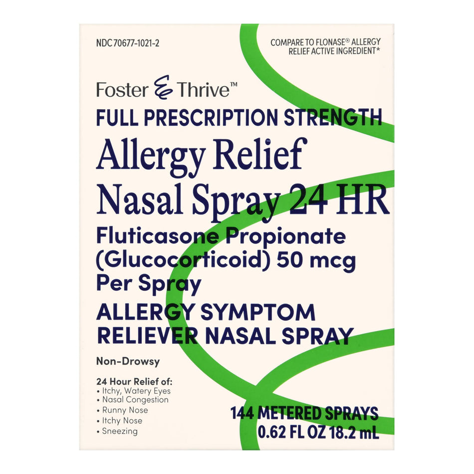 Foster & Thrive Allergy Relief Nasal Spray 24 HR Fluticasone Propionate (Glucocorticoid) 50 mcg Per Spray-Allergy Relief Foster & Thrive 50 mcg Strength Nasal Spray 144 Metered Sprays