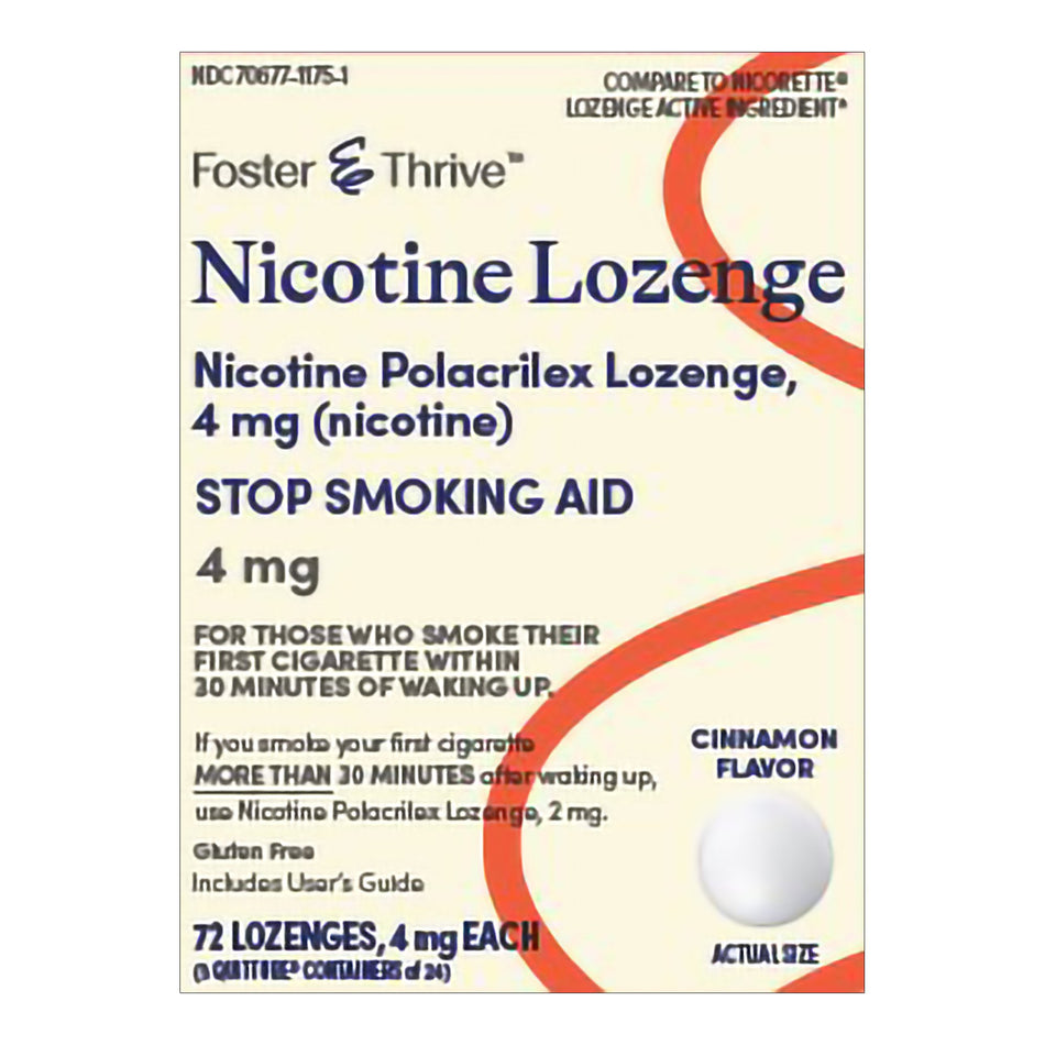 Foster & Thrive Nicotine Polacrilex Lozenges 4 mg (Nicotine) Cinnamon-Stop Smoking Aid Foster & Thrive 4 mg Strength Lozenge