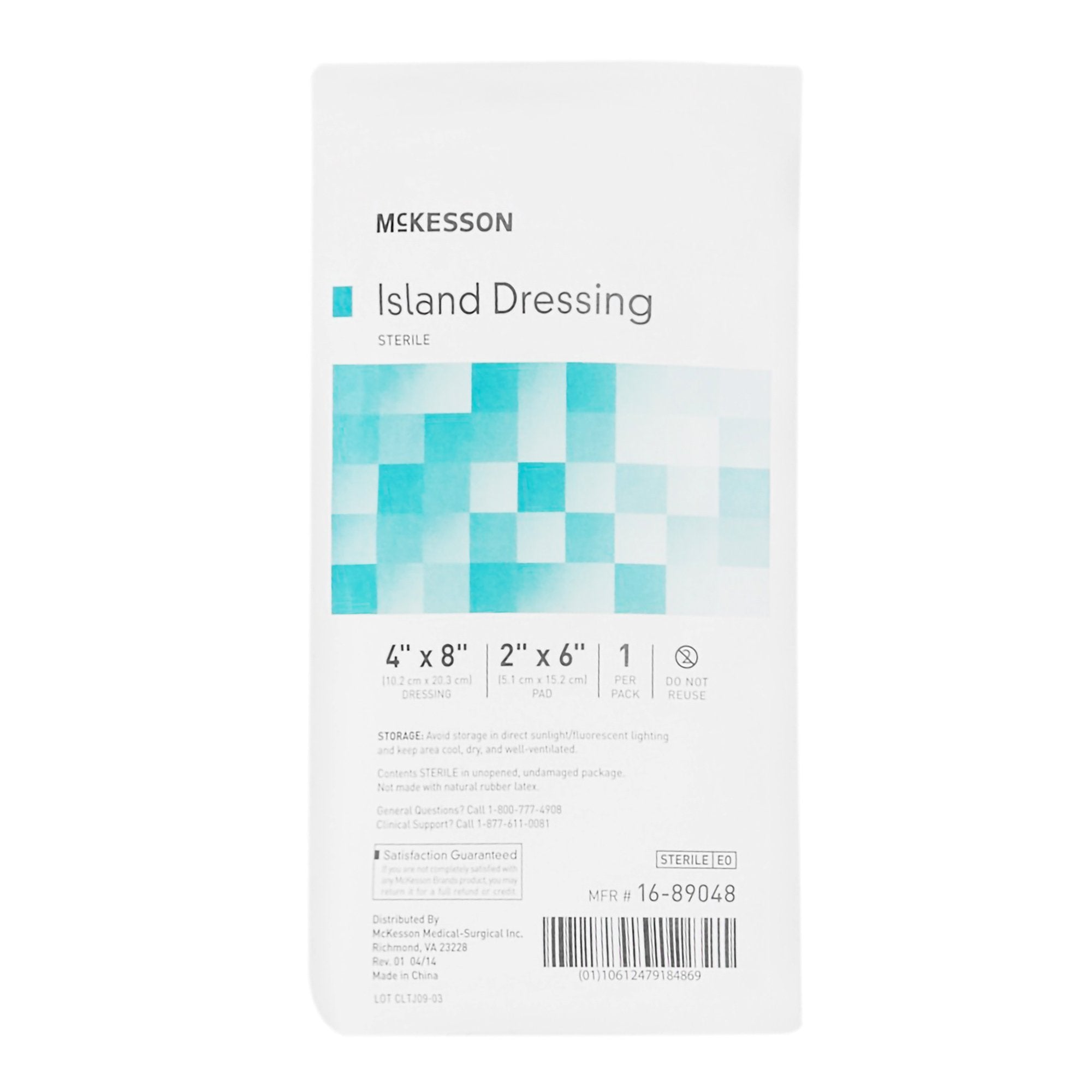 McKesson White Adhesive Dressing, 4 x 8 Inch-Island Dressing McKesson 4 X 8 Inch Rectangle Sterile