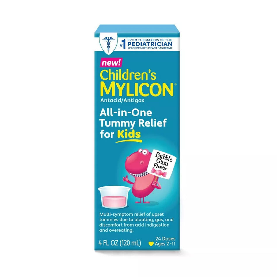 Mylicon Children's All-in-One Tummy Relief For Kids Bubble Gum Flavor-Antacid