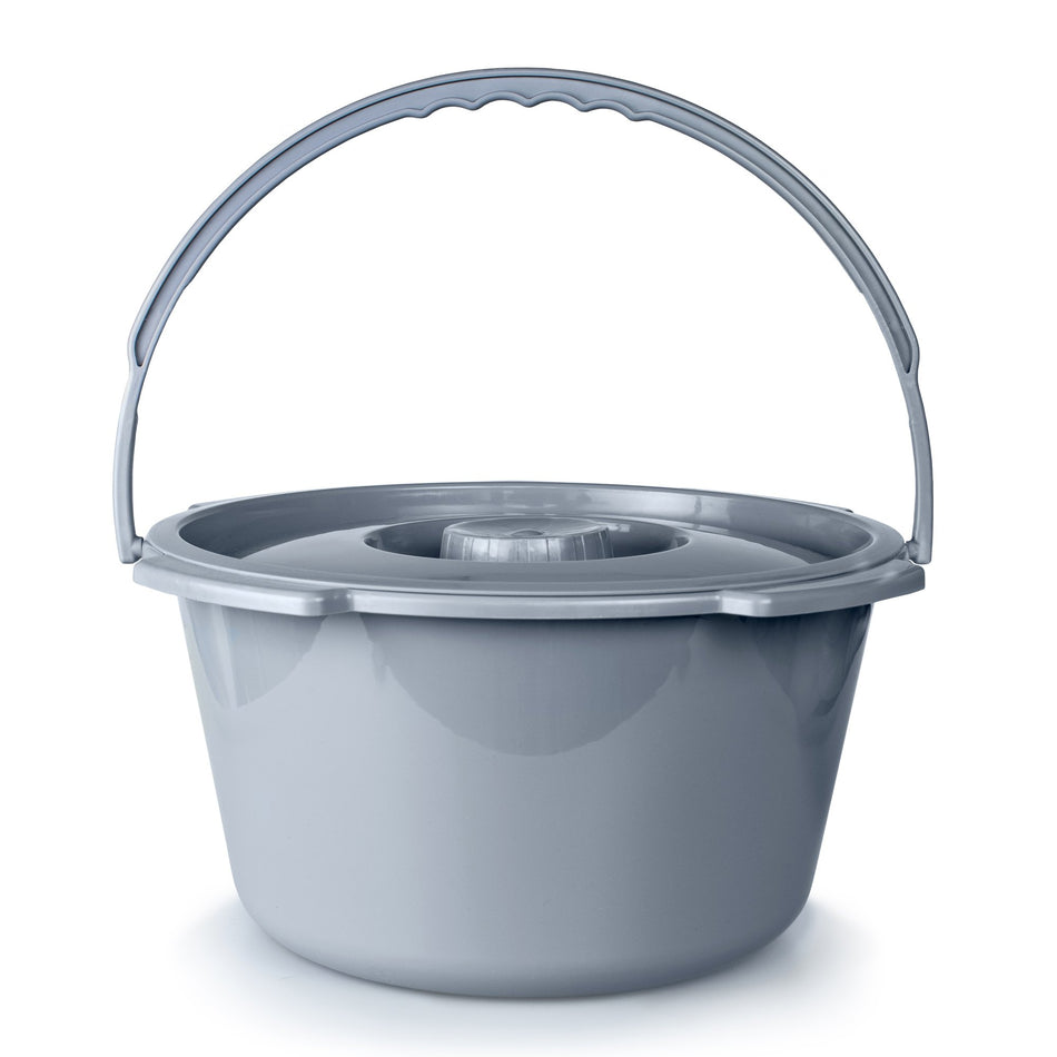 McKesson Commode Bucket With Metal Handle And Cover, 7-1/2 Quart, Gray-McKesson Commode Bucket For Commode