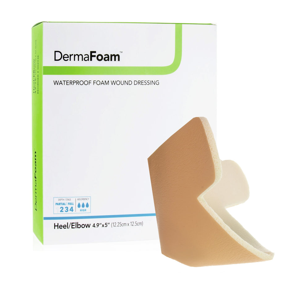 DermaFoam� Nonadhesive without Border Foam Dressing, Heel/Elbow-Foam Dressing DermaFoam� 6 X 7 Inch Without Border Waterproof Backing Nonadhesive Elbow / Heel Sterile