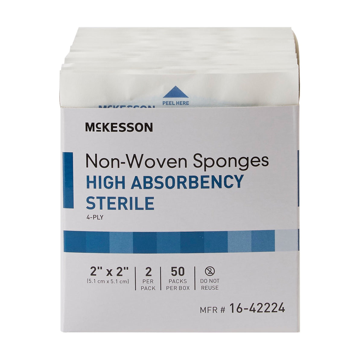 McKesson Sterile Nonwoven Sponge, 2 x 2 Inch, 4-Ply-Nonwoven Sponge McKesson 2 X 2 Inch 4-Ply Sterile 2 per Pack
