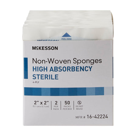 McKesson Sterile Nonwoven Sponge, 2 x 2 Inch, 4-Ply-Nonwoven Sponge McKesson 2 X 2 Inch 4-Ply Sterile 2 per Pack