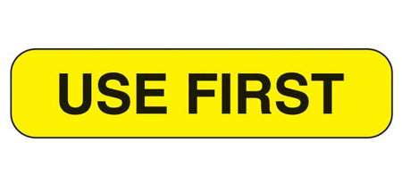 Indeed "Use First" Advisory Label, 1.6 x 0.4 Inch-Pre-Printed Label Indeed Auxiliary Label Yellow Paper Use First Black Quality Control Label 3/8 X 1-5/8 Inch