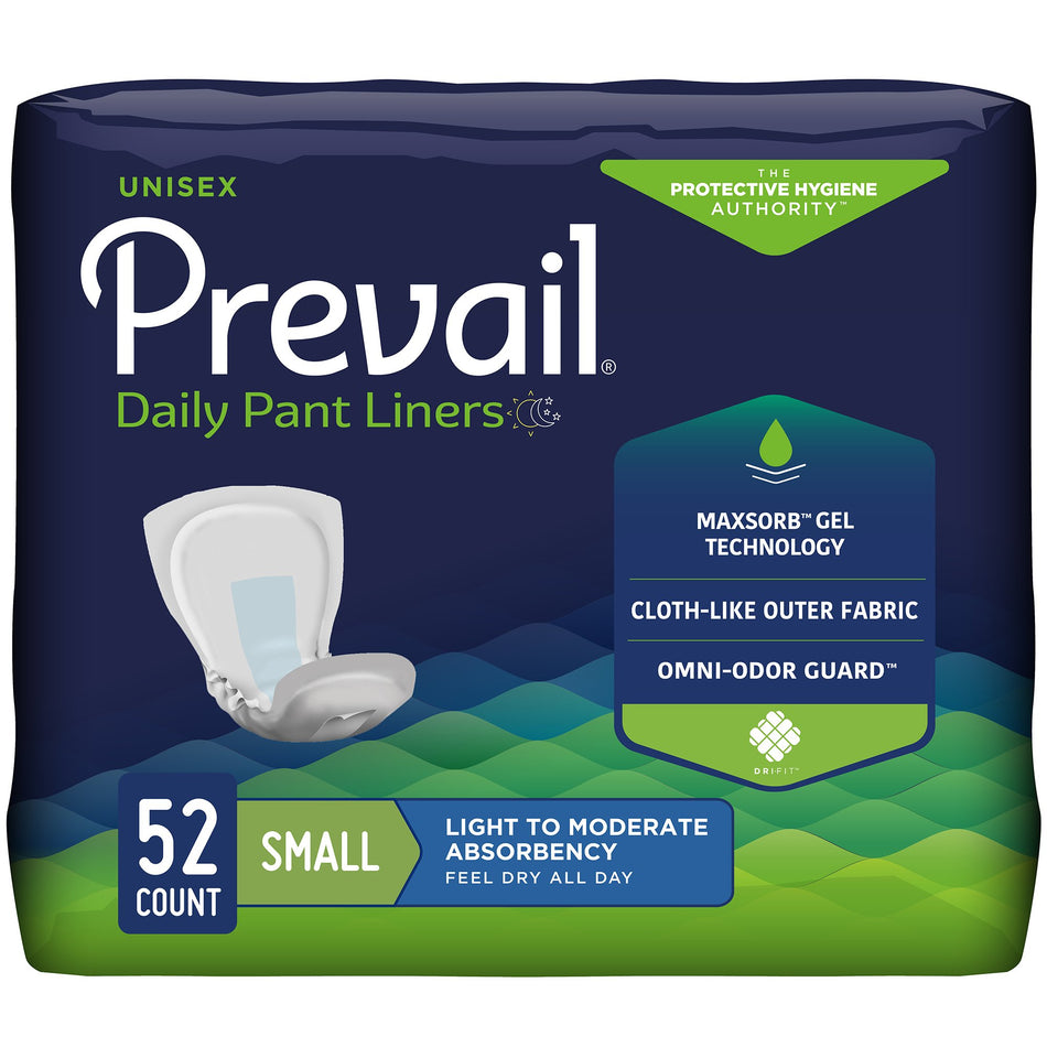 Bladder Control Pad Prevail® Daily Pant Liners 12-1/2 Inch Length Moderate Absorbency Polymer Core Small