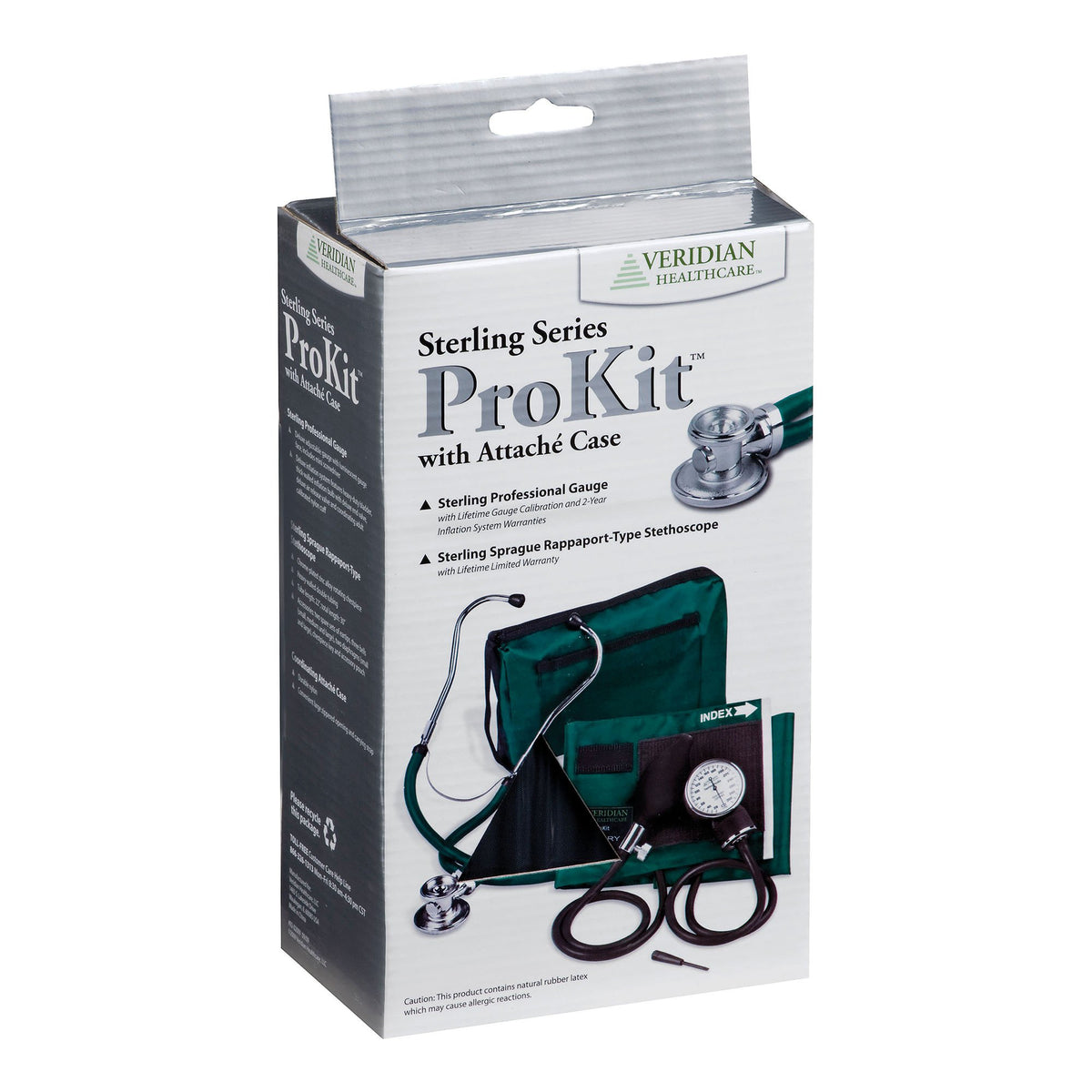 Sterling Series ProKit Aneroid Sphygmomanometer with Stethoscope, Black-Reusable Aneroid / Stethoscope Set Veridian 27.9 to 41.6 cm Adult Cuff Dual Head General Exam Stethoscope
