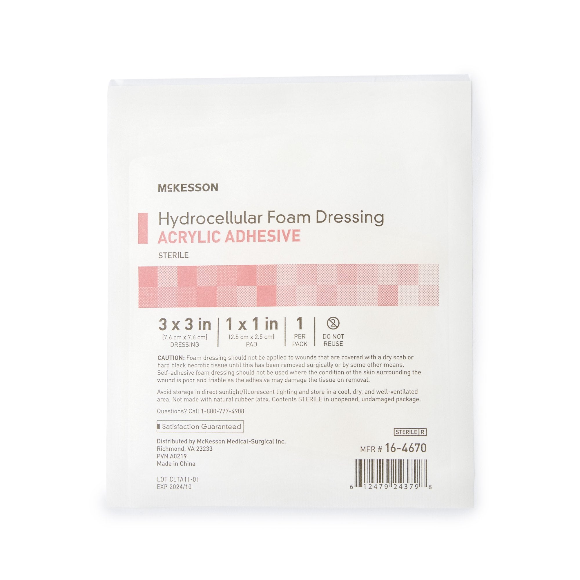 McKesson Adhesive Foam Dressing with Border, 3 x 3 Inch-Foam Dressing McKesson 3 X 3 Inch With Border Film Backing Acrylic Adhesive Square Sterile