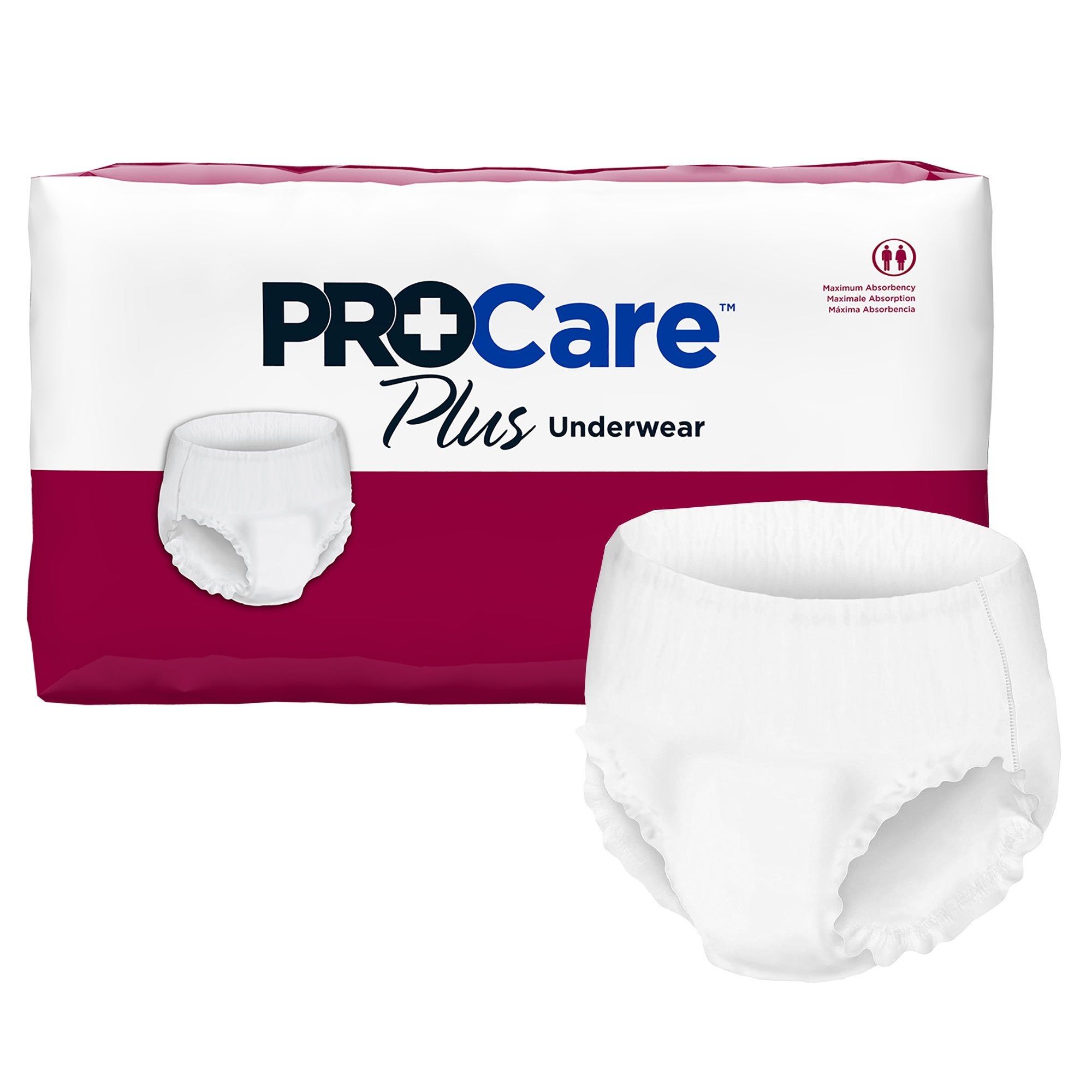 ProCare Plus Protective Underwear, Moderate Absorbency, Pull Up-Unisex Adult Absorbent Underwear ProCare Plus Pull On with Tear Away Seams Medium Disposable Moderate Absorbency