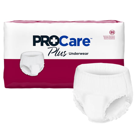 ProCare Plus Protective Underwear, Moderate Absorbency, Pull Up-Unisex Adult Absorbent Underwear ProCare Plus Pull On with Tear Away Seams Medium Disposable Moderate Absorbency