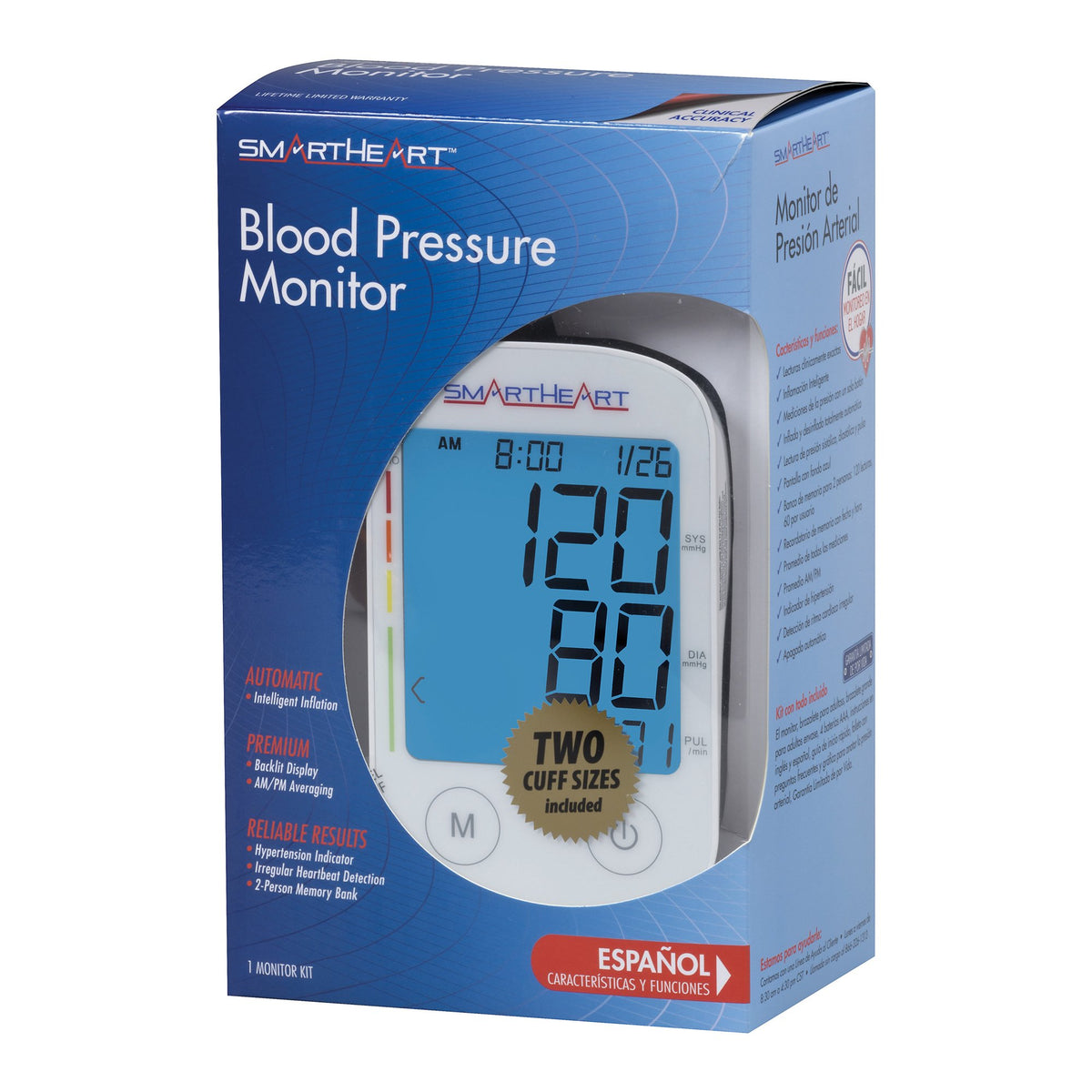 SmartHeart Blood Pressure Monitor with Automatic Inflation, L/XL Cuffs-Home Automatic Digital Blood Pressure Monitor Veridian Multiple Sizes Nylon Cuff 2230 cm to 3042 cm Desk Model
