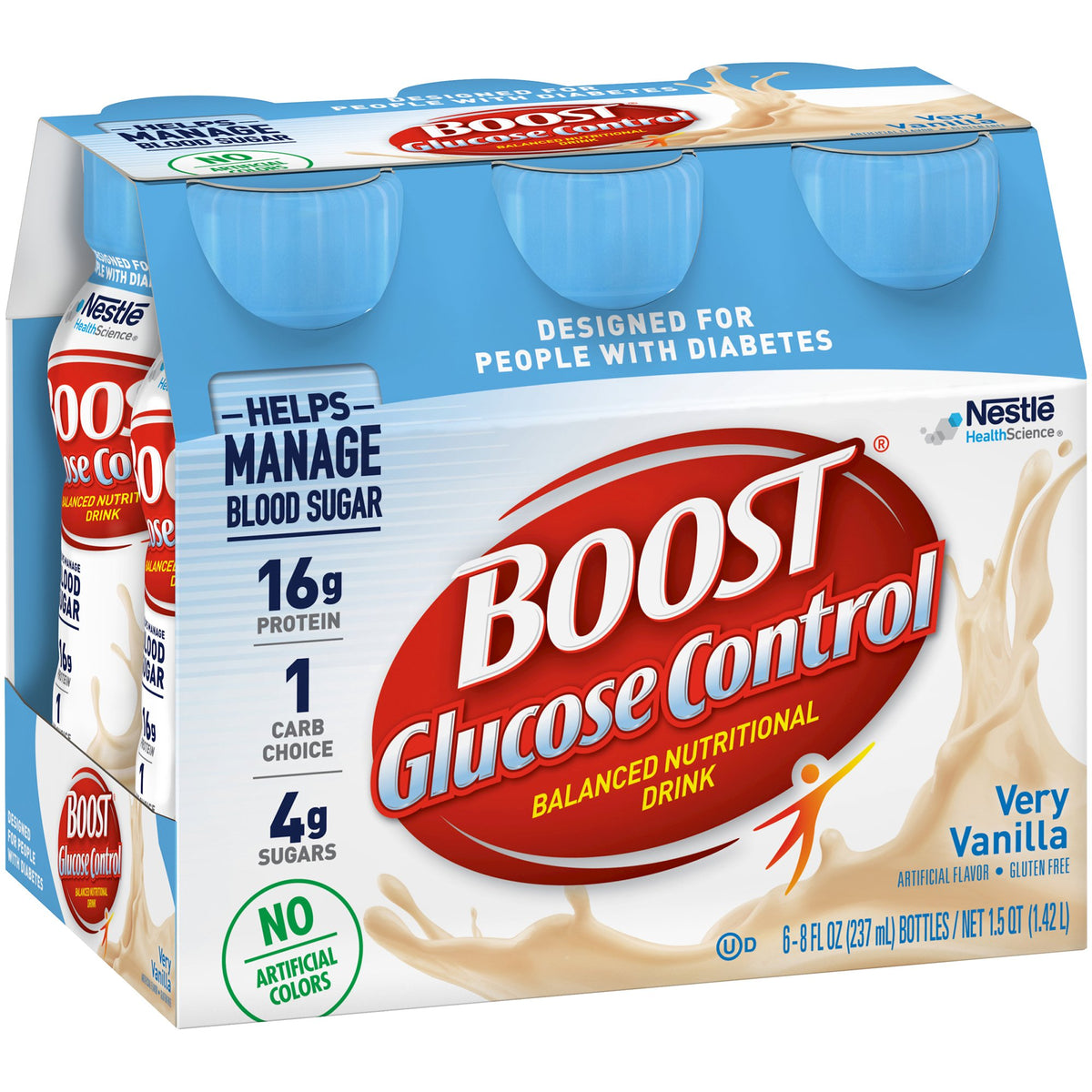 Boost Glucose Control Vanilla Balanced Nutritional Drink, 8-ounce Bottle-Oral Supplement Boost Glucose Control Very Vanilla Flavor Liquid 8 oz. Bottle