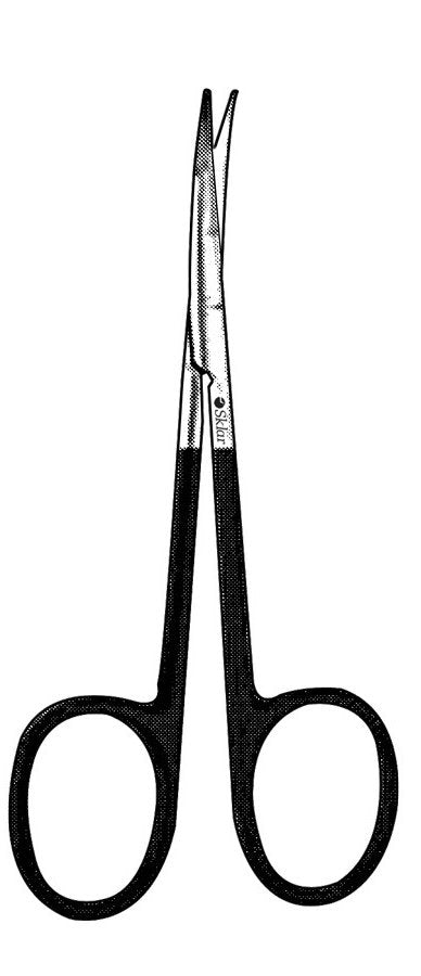 Blepharoplasty Scissors Sklar® Kaye 4-1/2 Inch Length OR Grade Stainless Steel NonSterile Finger Ring Handle Curved Blunt Tip / Blunt Tip