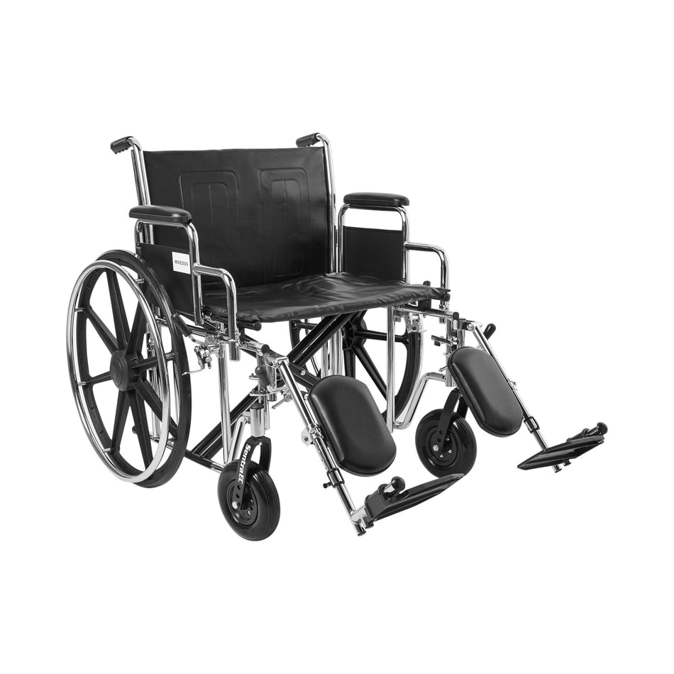 McKesson Bariatric Wheelchair, 24-Inch Seat Width-Bariatric Wheelchair McKesson Dual Axle Desk Length Arm Swing-Away Elevating Legrest Black Upholstery 24 Inch Seat Width Adult 450 lbs. Weight Capacity
