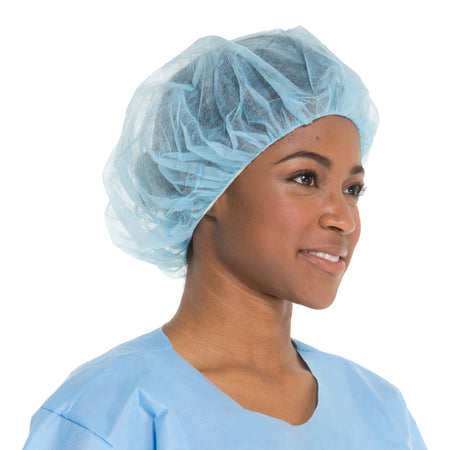 Halyard spunbond Bouffant Cap, Large-Bouffant Cap Halyard Large Blue Elastic Closure