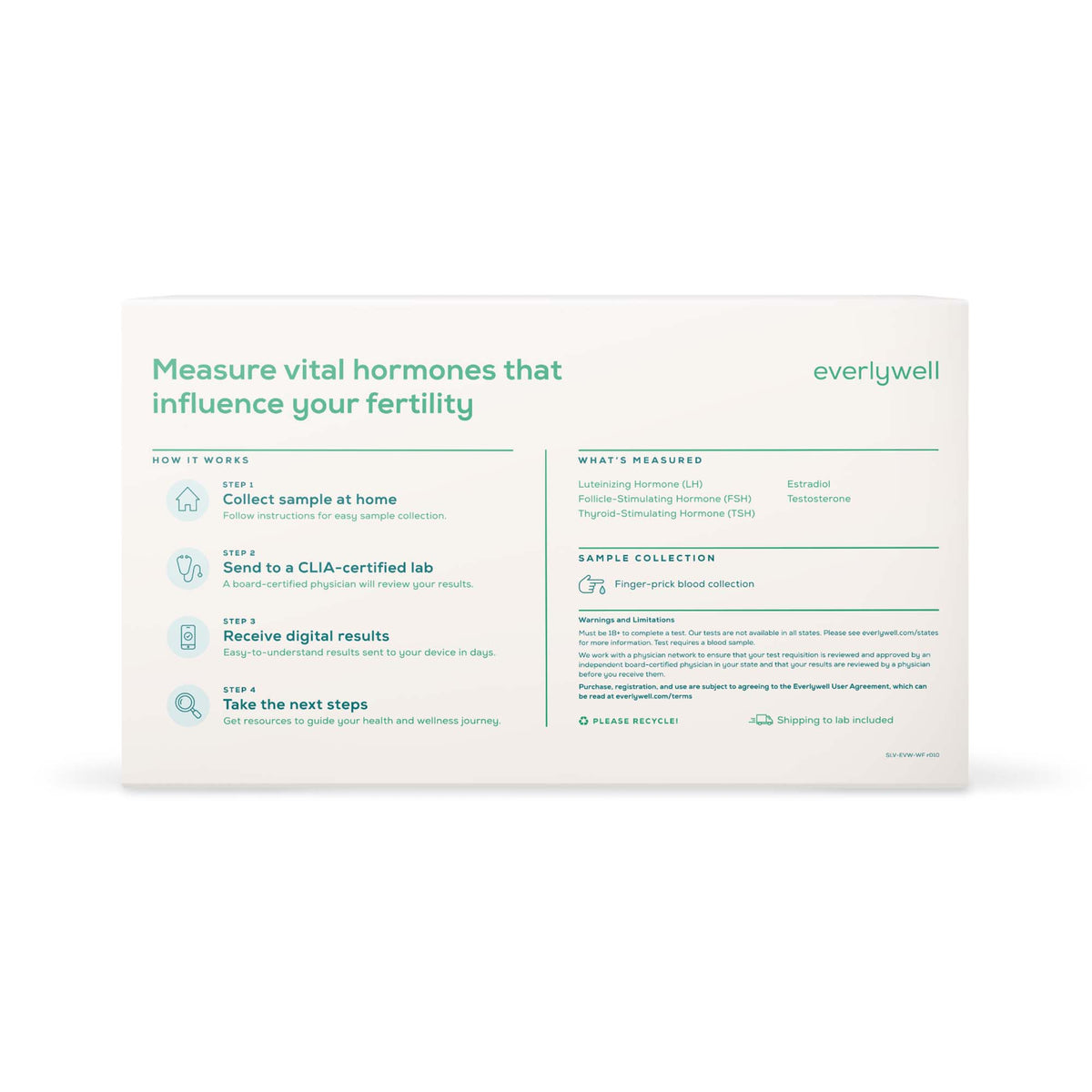 Everlywell Women's Fertility Test-Blood Collection and Transport Kit Everlywell Bio Hazard Bag Sterile