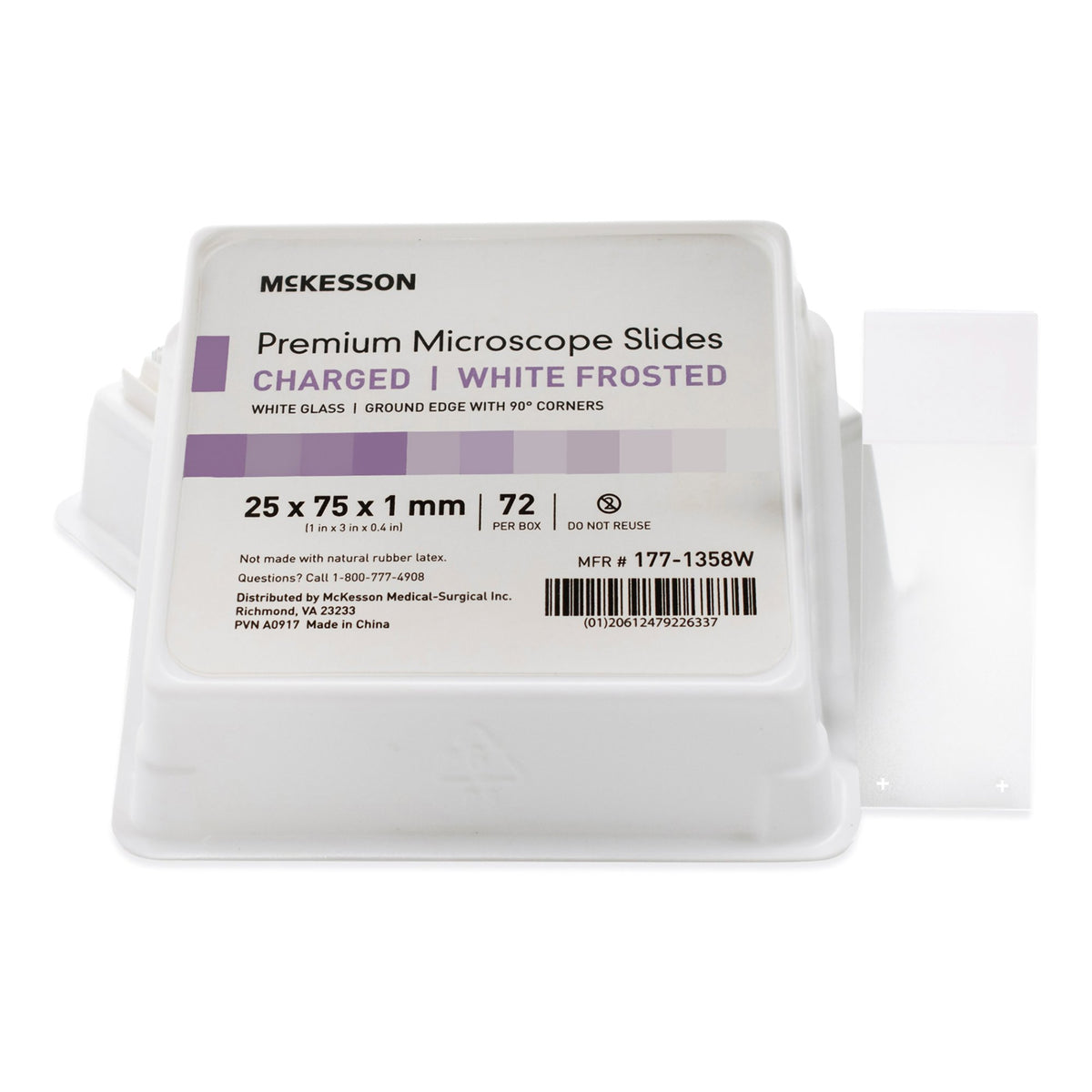 McKesson Glass Microscope Slide, 25 x 75 x 1 mm-Charged Microscope Slide McKesson 25 X 75 X 1 mm White Frosted End