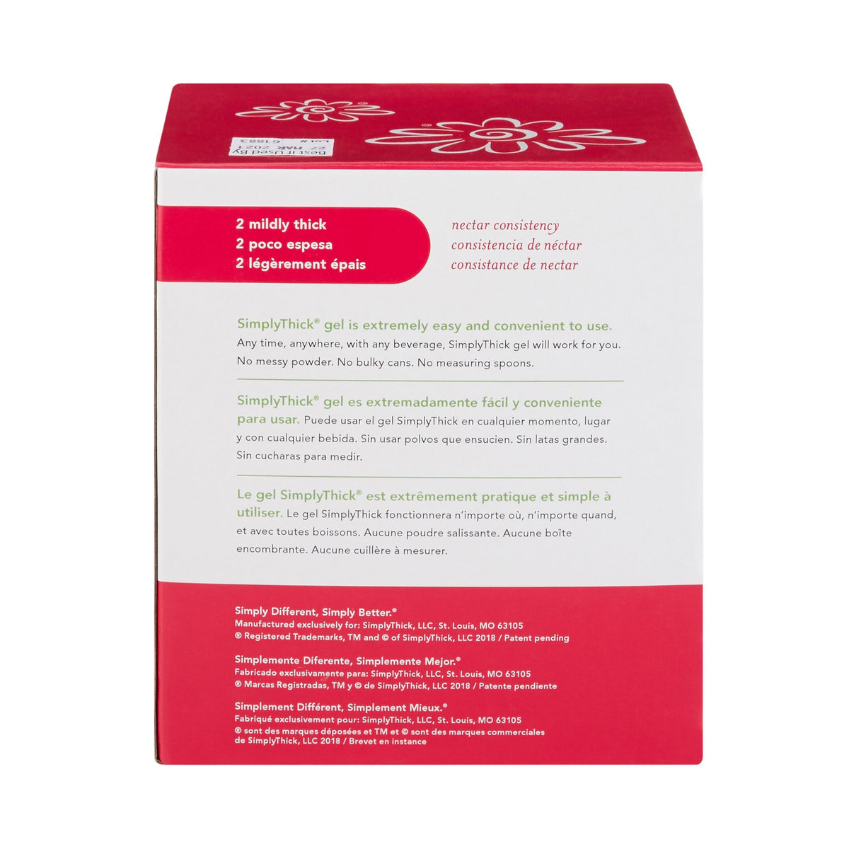 EasyMix SimplyThick Nectar Consistency Instant Food and Beverage Thickener, 6-gram Packet-Food and Beverage Thickener SimplyThick� Easy Mix 6 Gram Individual Packet Unflavored Gel IDDSI Level 2 Mildly Thick