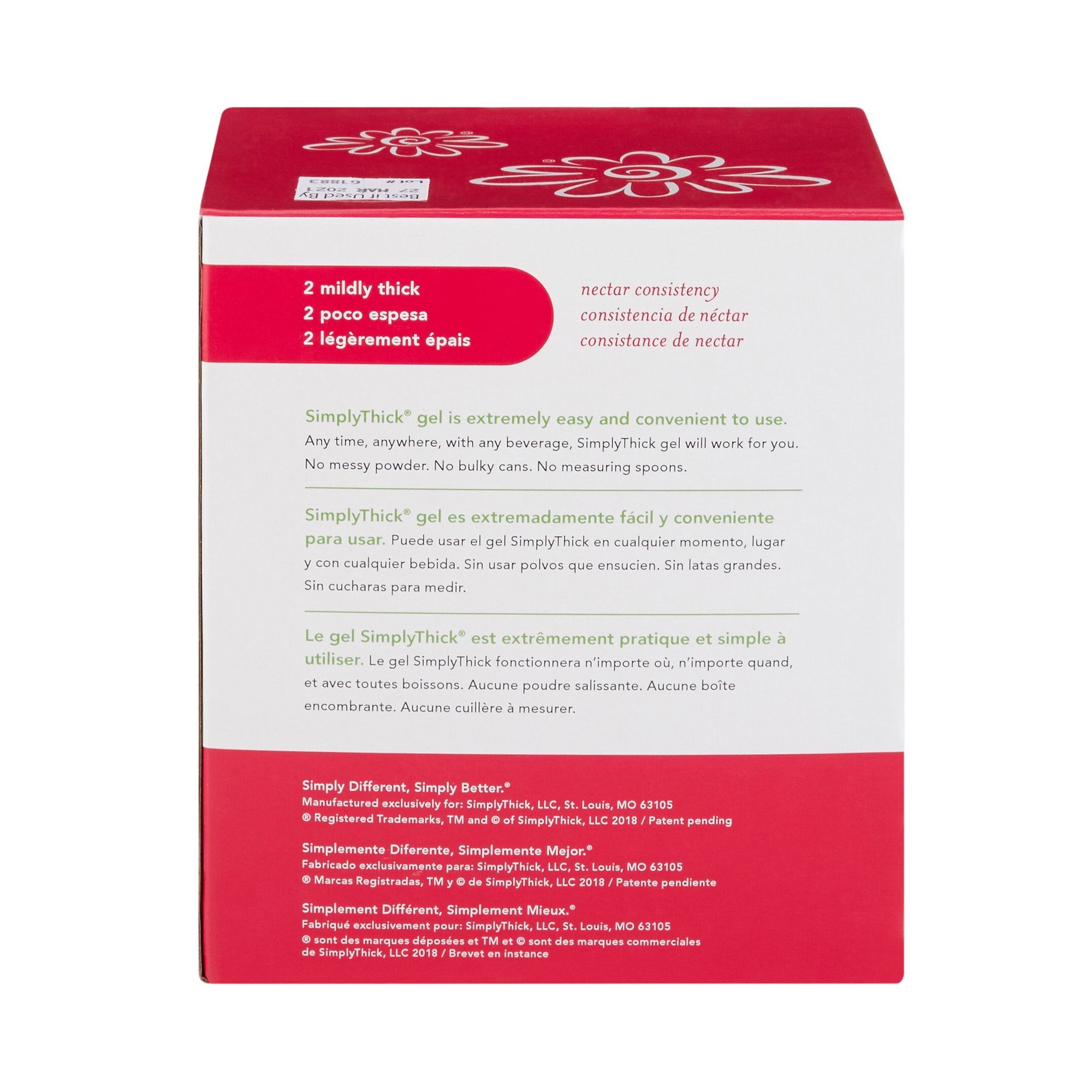 EasyMix SimplyThick Nectar Consistency Instant Food and Beverage Thickener, 6-gram Packet-Food and Beverage Thickener SimplyThick� Easy Mix 6 Gram Individual Packet Unflavored Gel IDDSI Level 2 Mildly Thick