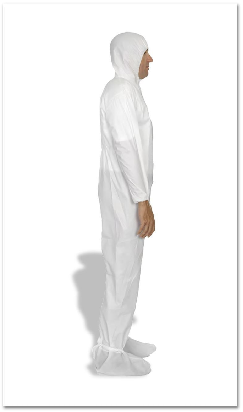 Cleanroom Coverall with Hood and Boot Covers X-Large White Disposable Sterile - Apparel>Coveralls - TrueCare Biomedix