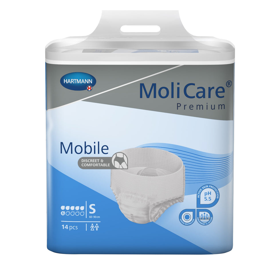 Unisex Adult Absorbent Underwear MoliCare® Premium Mobile 6D Pull On with Tear Away Seams Small Disposable Moderate Absorbency